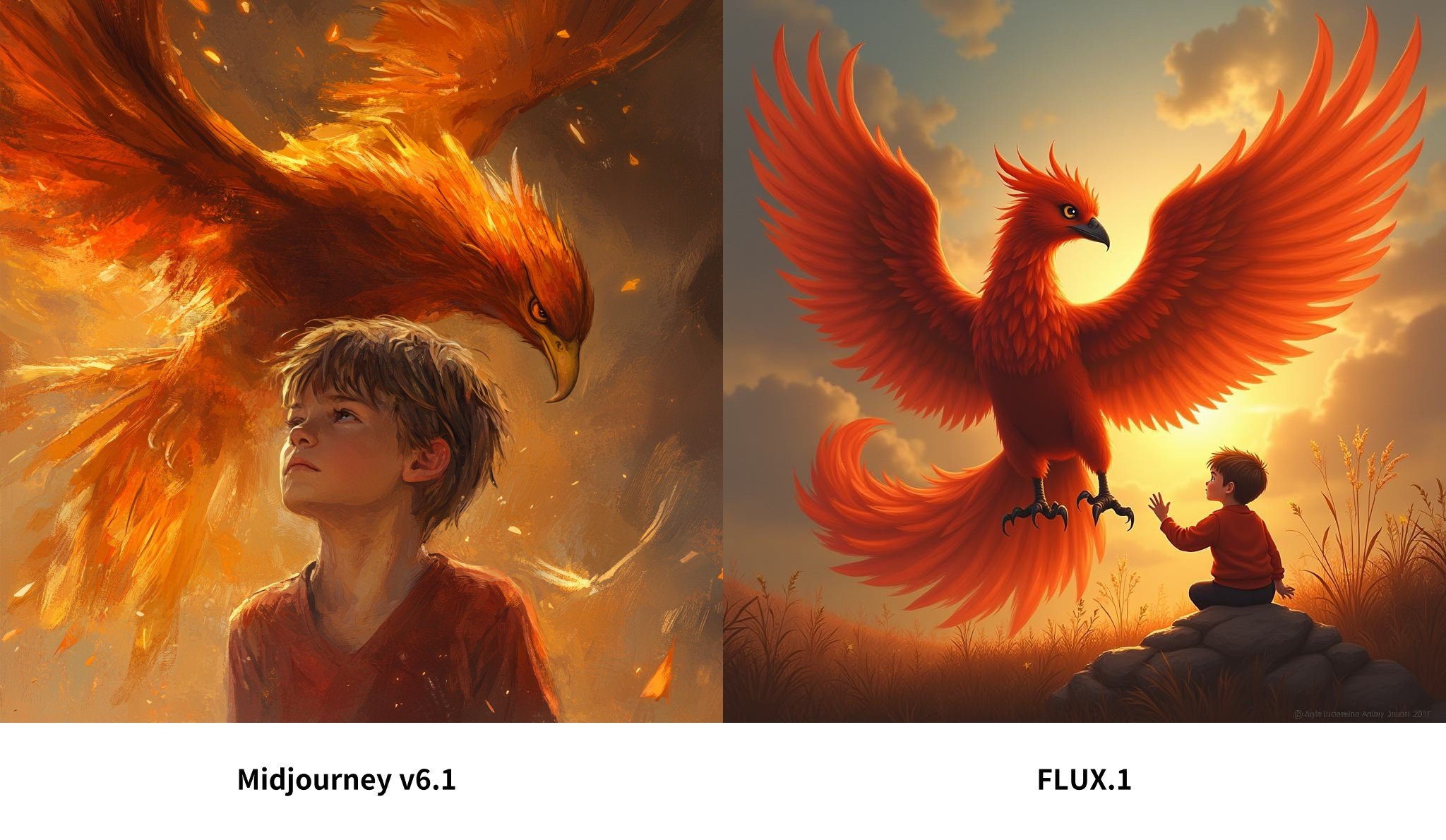 Insert Image 2: Semantic Understanding Comparison - A Boy with a Phoenix